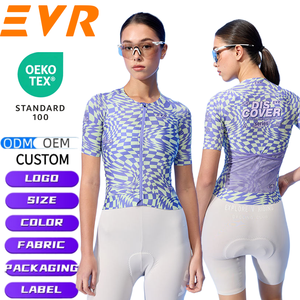 Vêtements de cyclisme pour femmes personnalisés en usine, légers, sublimés, respirants, anti-transpiration, <span class=keywords><strong>maillot</strong></span> de vélo avec poches - Product Image 1
