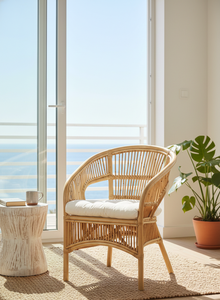 Silla de Bambú Fabiano, Elegante y Cómoda, Modular, con Asiento Acolchado, para Sala de Estar, Apartamento, Hotel, Espacios Exteriores y Hogar - Product Image 5