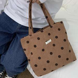 Сумка-ланчбокс из вельвета с полосками и логотипом на заказ, для студентов и работы, с узором в горошек, на молнии, из вельвета, для бенто - Product Image 6