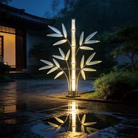 Lumière sculpturale LED RGB extérieure en forme de bambou (acier inoxydable + PC) IP65 étanche, contrôlée par télécommande, éclairage de jardin