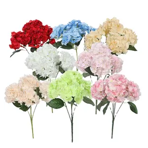 ขายร้อน3กลีบ5หัวฤดูใบไม้ผลิสีไฮเดรนเยียราคาถูกช่อดอกไม้ประดิษฐ์สำหรับตกแต่งบ้าน