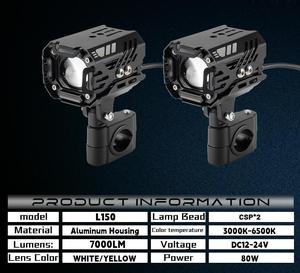 Đèn sương mù phụ trợ LED 80W màu vàng/trắng, bộ đèn chiếu sáng ngoài trời cho xe máy, kèm dây điện và công tắc - Product Image 6