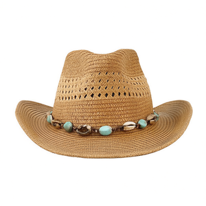 Sombrero de Vaquero con Diseño Calado y Decoración Turquesa para Uso en Exteriores de Verano - Product Image 1