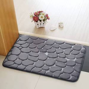 Cangming Bath Mat Coral Fleece <b>Pebble</b> Embossed Non Slip Absorbent For Bathroom 60x90cm - Product Image 1