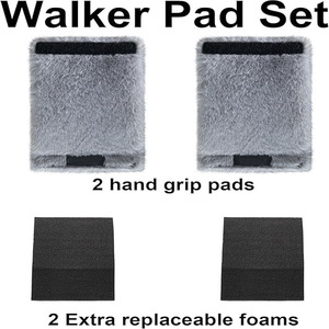 Coussinets d'accoudoir en peluche Kagehiro pour aides à la marche, gris, bleu, noir, sangles Velcro, amovibles, lavables, absorbant les chocs, antidérapants - Product Image 3