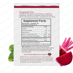 Fabricant ULTIMATE BEET ROOT Tarte à mâcher extrait de racine de betterave <span class=keywords><strong>cerise</strong></span> douce Vitmain C pour adulte pré-entraînement Boost Energy - Product Image 2