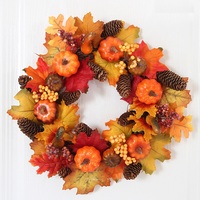 Amazon Hot Sale Herbst Kürbis Ahornblatt Kranz für Thanksgiving Halloween Garland Harvest Kranz
