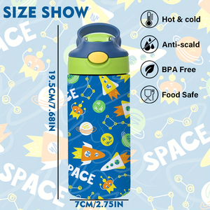 Gobelet en acier inoxydable isolé de dessin animé mignon de 12oz pour enfants sans BPA pour bouteille d'eau étanche pour l'école - Product Image 4