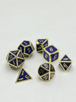 Ensemble de dés polyédriques en métal antique pour D&D RPG avec logo personnalisé