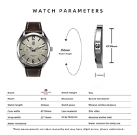 Montre à quartz pour homme PRECIOUS DUKE, bracelet en cuir de vache, verre minéral, boîtier en alliage de zinc, résistance à l'eau 3 bars