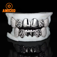 Hip Hop 925 Sterling Silver Grillz pour Hommes Femmes Personnalisé VVS Moissanite Diamant Dents Grillz 6 Top 6 Bottom