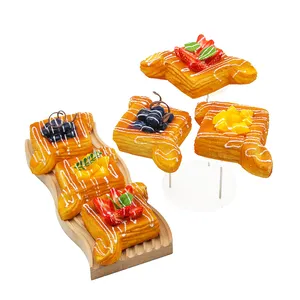 Faux pain de gâteau de tasse de danois carrée artificielle pour l'affichage et la décoration, fausse Baguette pour l'affichage de modèle de nourriture de magasin