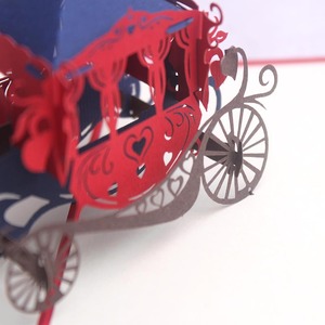 Carte de vœux personnalisée de luxe <span class=keywords><strong>d</strong></span>écoupée au laser pour la Saint-Valentin, carte cadeau, invitations de mariage, carte pop-up 3D en forme de calèche - Product Image 4