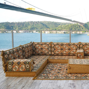 Arabic Majlis Gold Fabric U-Shape Corner Sectional Sofa Set Upholstered <strong>Floor</strong> <strong>Seating</strong> for Apartment and School Use - Product Image 4