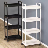 Petit chariot de rangement à 4 niveaux, écologique, durable, imperméable, sur roulettes, mobile, pour salon et cuisine