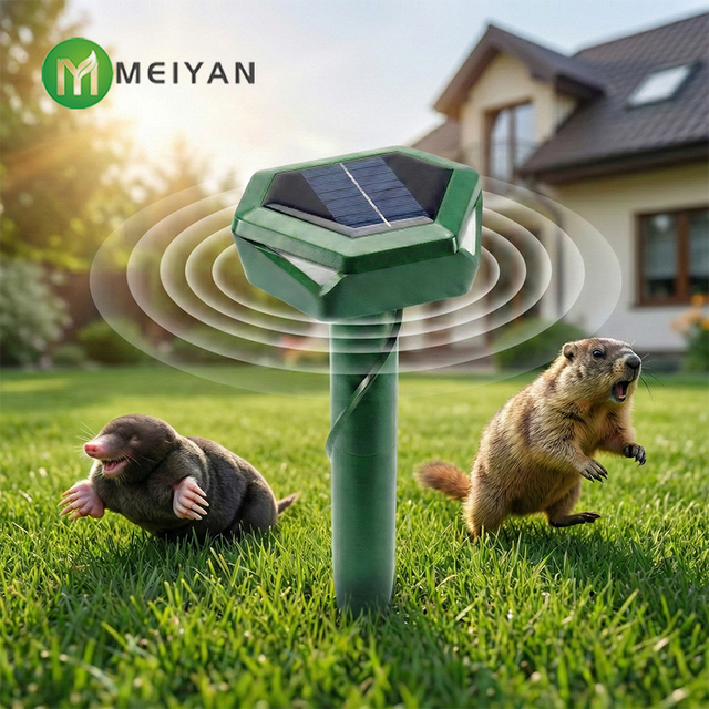 Solar Powered Animal Repeller Outdoor Ultrasonic Sonic Mole Deterrent Spikes for Yard Garden Lawn Rodent Control