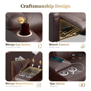 Canapé deux places inclinable massant avec console, rangement USB et porte-gobelets, idéal pour camping-car - Product Image 4