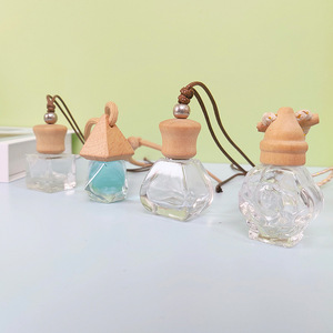 Pendentif de voiture en bois sur mesure, bouchon de flacon de parfum, flacon diffuseur d'huiles essentielles, bouchon en bois avec cordelette, verre, hêtre - Product Image 4