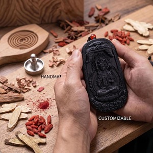 สร้อยคอ ambergris Akasagarbha Buddha MEDALLION สร้อยคอมั่งคั่งเสน่ห์ทางจิตวิญญาณของขวัญยันต์ที่มีกลิ่นหอม - Product Image 3