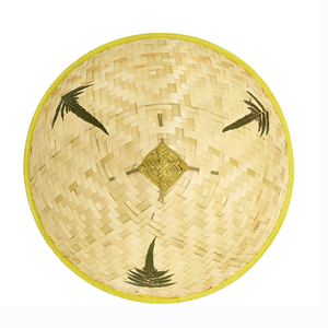 Chapeau conique en bambou tressé écologique, grand bord, style fermier, pour l'été, la pêche et la protection solaire, avec sérigraphie - Product Image 3