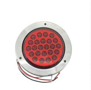 Luces traseras de camión redondas <span class=keywords><strong>LED</strong></span> de 24V para semirremolque, lámpara de marcha atrás de parada de freno con lente roja y luz ámbar - Product Image 3