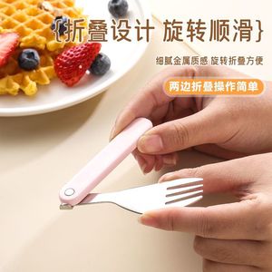 304 Stainless Steel Folding Fork <b>Spoon</b> Set Collapsible Outdoor Camping Utensil For Kids Students Adults Elderly - Product Image 4
