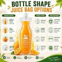 Pochette souple personnalisée à bec verseur de forme spéciale pour jus, sachet à bec verseur, emballage alimentaire en aluminium pour boissons aux fruits