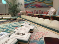 Supports pour tuiles de mahjong en acrylique avec bord festonné, motif marbré perlé