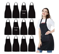 Tablier à bavette réglable 100% coton noir Orange rouge bleu avec poches Tabliers de cuisine pour femmes hommes Chef