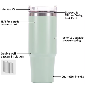 Vaso Térmico de Café de 40oz con Asa para Grabado Láser OSL-03, Taza de Viaje con Aislamiento al Vacío, Vaso para Coche sin BPA para Venta al por Mayor - Product Image 4