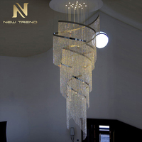 Lustre en cristal de style moderne pour décoration intérieure, grand projet, hall d'hôtel, villa, escalier