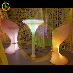 Set illuminato illuminazione impermeabile tavolo alto e sedia sgabelli da Bar a Led Modern LED Outdoor Nightclub Party mobili da Bar in plastica - Product Image 5