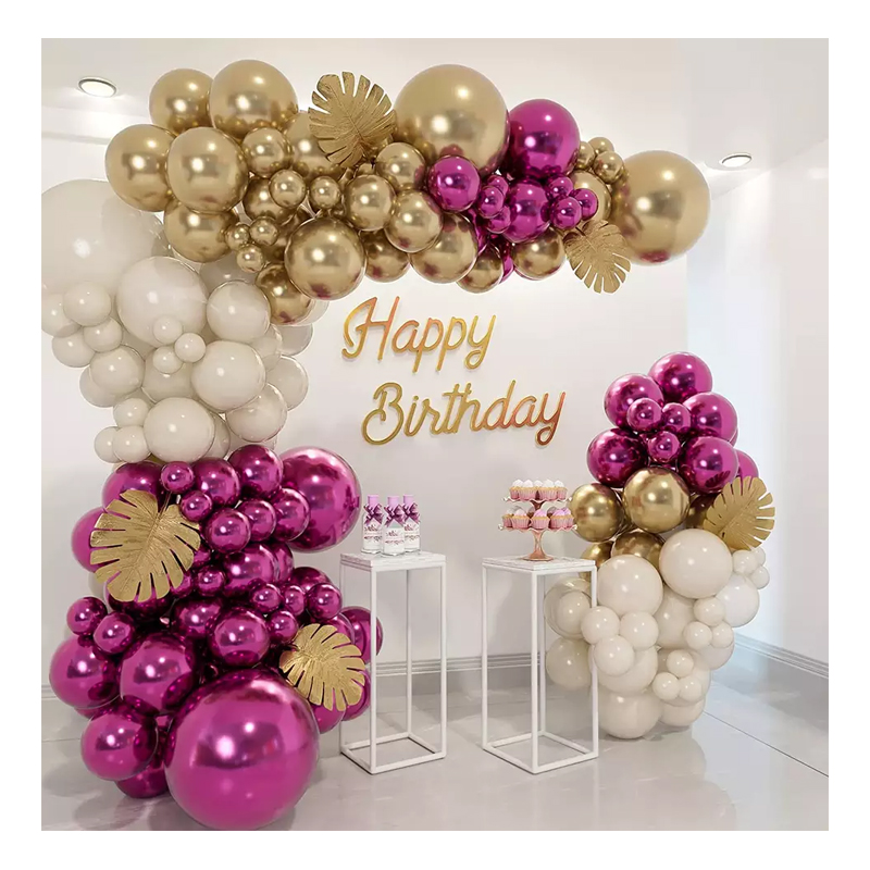 Vrijgezellenfeest Verjaardag Bruiloft Baby Shower Decoraties Metallic Magenta Paars Rood Goud Ballonnen Slinger Boogkit