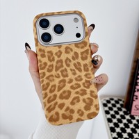 Étui de téléphone portable en cuir PU à imprimé léopard tendance pour iPhone 17 Air 16 15 14 13 Pro Max, coque antichoc avec dos givré