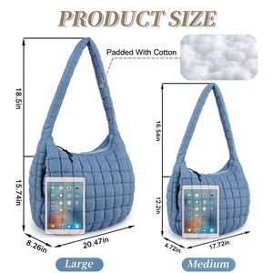 Sac bandoulière matelassé léger et grande capacité en nylon, avec logo personnalisé, idéal pour la plage et les voyages, unisexe, fermeture éclair, collection 2025 - Product Image 3