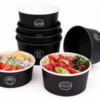 Mangkuk Sekali Pakai Berkualitas Tinggi Ramah Lingkungan dari Kertas Kraft, Mangkuk Salad Kertas Berlapis Kertas Kraft dengan Tutup