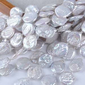 Perlas de Agua Dulce Naturales de 18 cm, 20-21 mm, Blancas, con Orificio Recto Plano, para Hacer Collares, Accesorios de Bricolaje, Perlas Sueltas de Color Rosa - Product Image 5