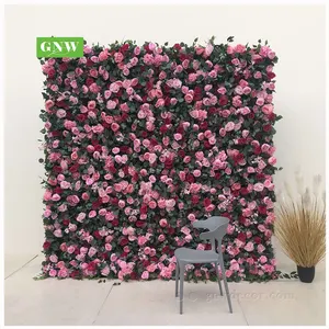 자홍색 장미 꽃 벽 테이블 러너 패널 이벤트 무대 배경 장식