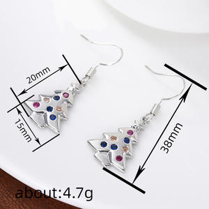 Pendientes colgantes Kiss Me de oro blanco con forma de árbol de Navidad y diamantes de imitación de cristal para mujer, joyería de regalo - Product Image 6