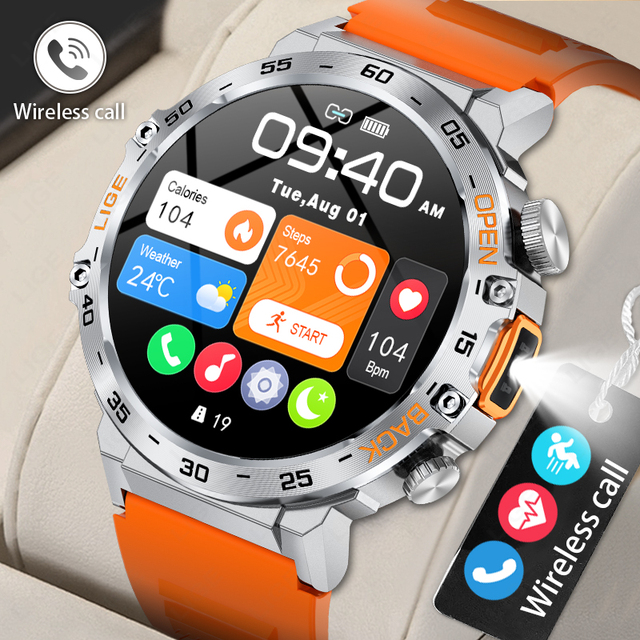 Lige BW0616 Smartwatch LED Flashlight Blood Pressure Breathing Training 290mAh Watches Wireless Call Outdoor Sports 1.53'' Watch