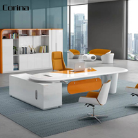 Bureaux de PDG en acrylique de forme incurvée, design moderne et blanc