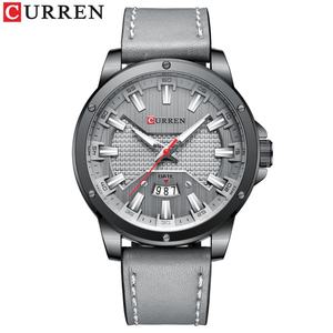 Montre à quartz pour homme personnalisée avec bracelet en cuir, cadran en verre, calendrier, grand boîtier en acier inoxydable de 46 mm, étanche 3 BAR - Product Image 6