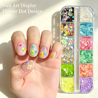 12 grilles de paillettes pour ongles Macaron arc-en-ciel à pois ronds, paillettes 3D colorées de tailles variées, décorations DIY pour nail art