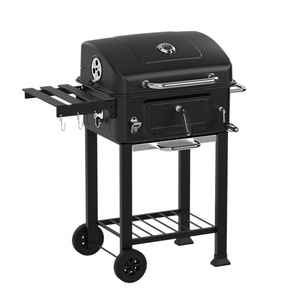 Outdoor Charcoal BBQ Grill With Trolley Multifunctional Windproof Rustproof For Home Patio Camping Use - Product Image 2