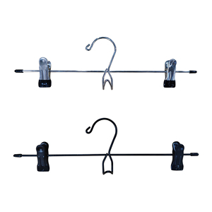 Wholesale Chrome Black Single Clip Bar Metal Pants <b>Hanger</b> for Trouser Display - Product Image 1