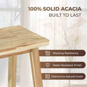 Banc multifonction en bois d'acacia, banc d'entrée, banc de maquillage, surface lisse, facile à nettoyer, pour la maison, la chambre à coucher, le salon - Product Image 3