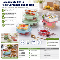 Boîte à lunch en verre borosilicate avec logo personnalisé, boîte de préparation de repas hermétique, boîte de rangement pour aliments