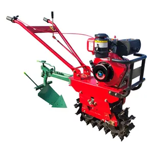 Diesel small chain track micro-tillage machine Agricultural orchard ditching tiller Greenhouse loose soil ditching machine