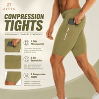 Shorts de performance pour hommes OEM personnalisés, extensibles, doux, respirants, à compression, mi-longs, avec poche et taille élastique