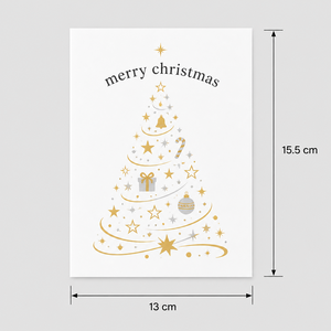 Tarjeta de Navidad 3D Pop-up con Diseño Original ZS-PC0279, Árbol de Navidad de Cristal Blanco, Papel Cortado con Láser y Detalles en Dorado - Product Image 3